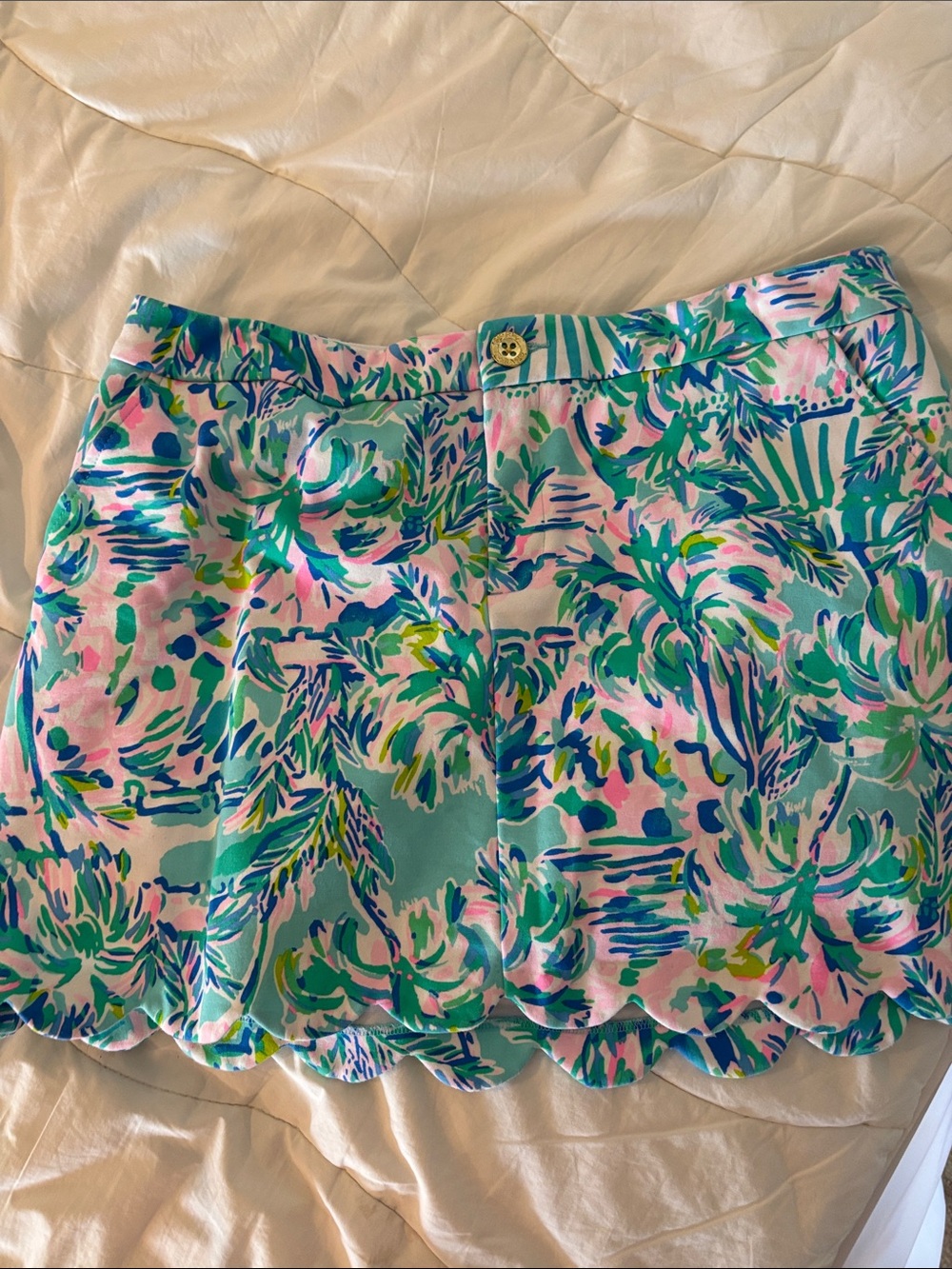 Lilly Pulitzer Tropical Print Scallop Hem Mini Skirt - Pink & Teal